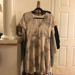 Light pink floral wrap dress